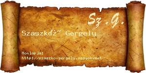 Szaszkó Gergely névjegykártya